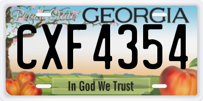 GA license plate CXF4354