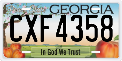 GA license plate CXF4358