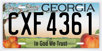 GA license plate CXF4361