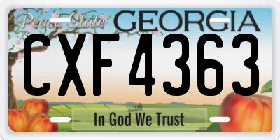 GA license plate CXF4363