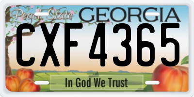 GA license plate CXF4365
