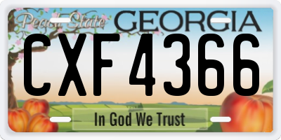 GA license plate CXF4366