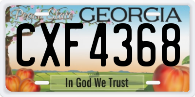 GA license plate CXF4368