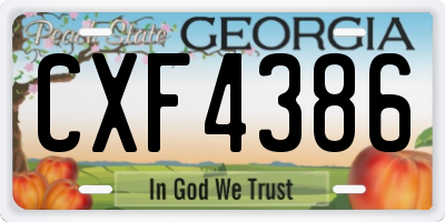 GA license plate CXF4386