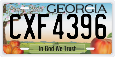 GA license plate CXF4396