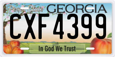 GA license plate CXF4399