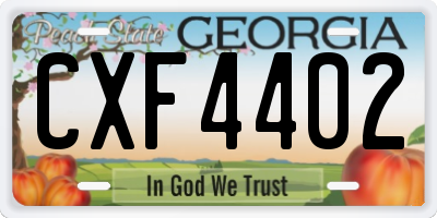 GA license plate CXF4402