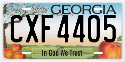 GA license plate CXF4405