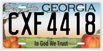 GA license plate CXF4418