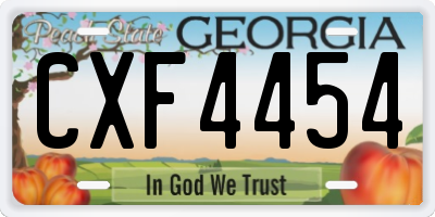 GA license plate CXF4454