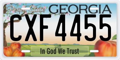 GA license plate CXF4455