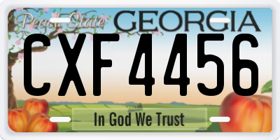 GA license plate CXF4456