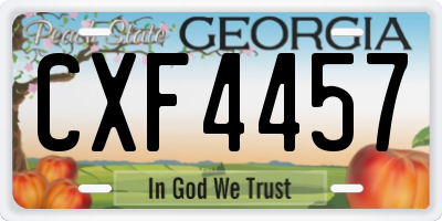 GA license plate CXF4457
