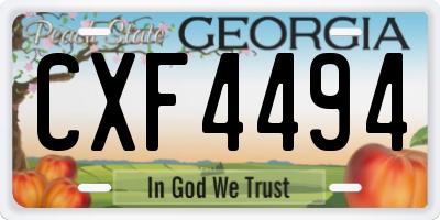 GA license plate CXF4494