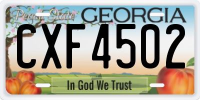 GA license plate CXF4502