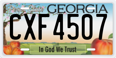 GA license plate CXF4507