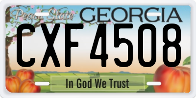 GA license plate CXF4508