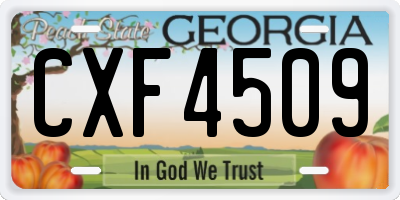 GA license plate CXF4509