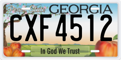 GA license plate CXF4512