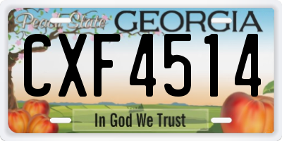 GA license plate CXF4514