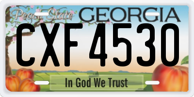 GA license plate CXF4530