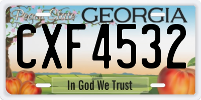 GA license plate CXF4532