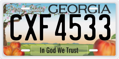 GA license plate CXF4533
