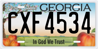 GA license plate CXF4534
