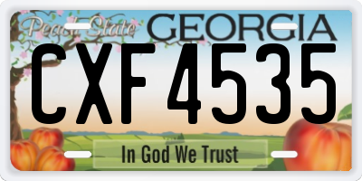 GA license plate CXF4535