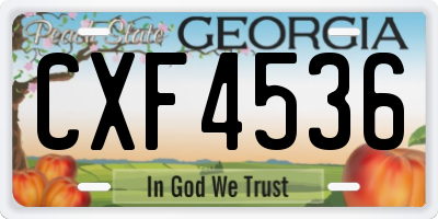 GA license plate CXF4536