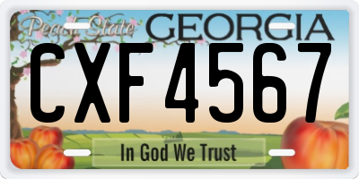 GA license plate CXF4567