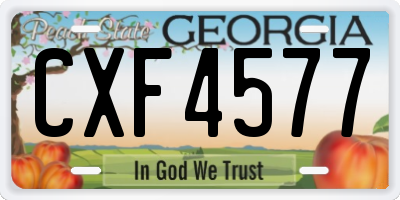 GA license plate CXF4577
