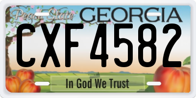 GA license plate CXF4582
