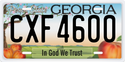 GA license plate CXF4600