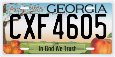 GA license plate CXF4605
