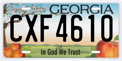 GA license plate CXF4610