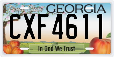 GA license plate CXF4611