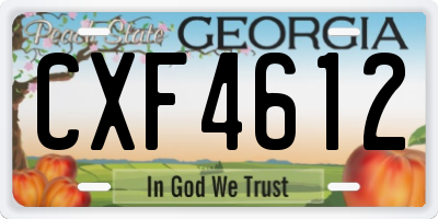 GA license plate CXF4612