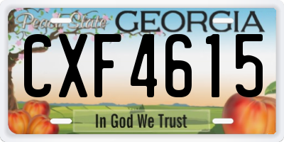 GA license plate CXF4615