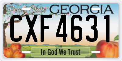 GA license plate CXF4631
