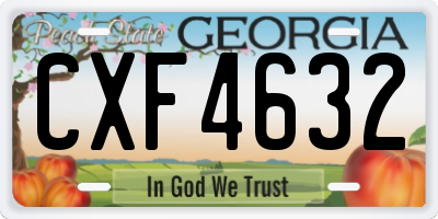 GA license plate CXF4632