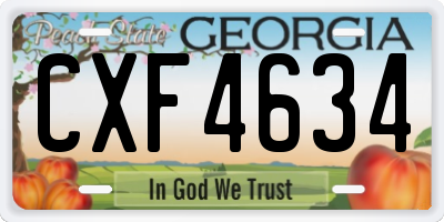 GA license plate CXF4634