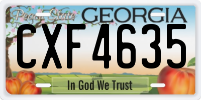 GA license plate CXF4635