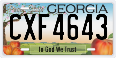 GA license plate CXF4643