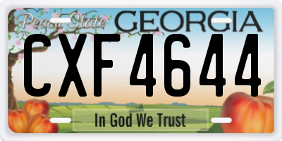 GA license plate CXF4644