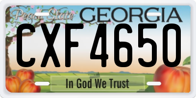 GA license plate CXF4650
