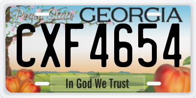GA license plate CXF4654