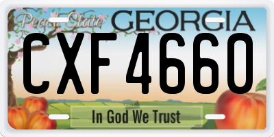 GA license plate CXF4660