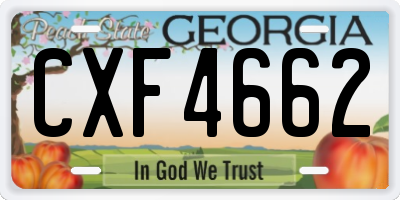 GA license plate CXF4662