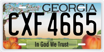 GA license plate CXF4665